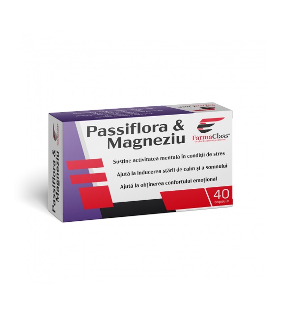 Supliment alimentar Passiflora & Magneziu, 40 capsule, FarmaClass