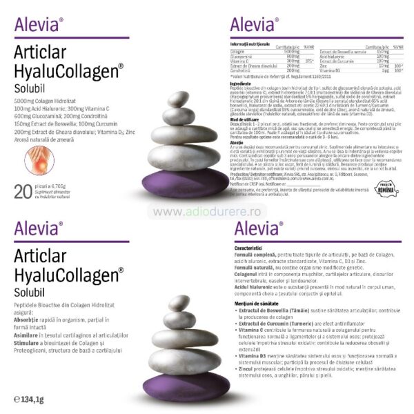 Supliment alimentar Articlar HyaluCollagen pentru articulatii, Alevia, 20 plicuri