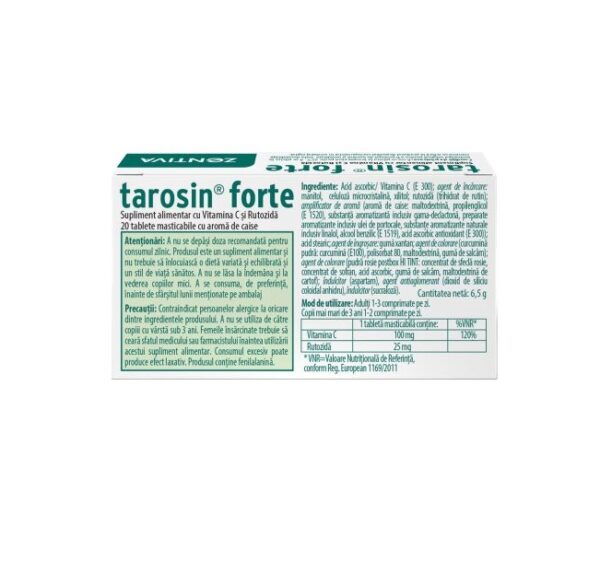 Supliment alimentar cu Vitamina C si Rutozida Tarosin Forte, 20 comprimate, Zentiva - imagine 2