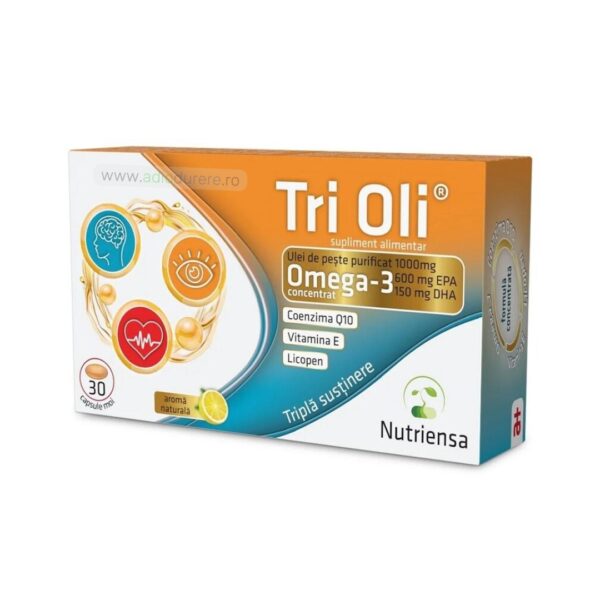 Supliment alimentar cu Ulei de peste si Coenzima Q10, Tri-Oil, 30 capsule moi